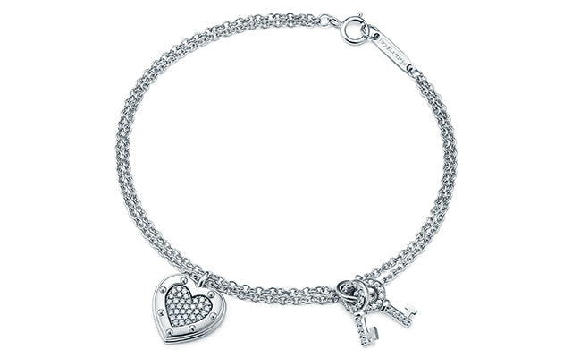 Pulseira de Chave com Coração Brilhante