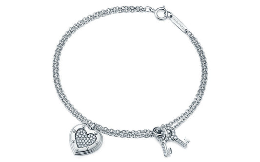 Pulseira de Chave com Coração Brilhante