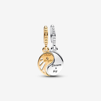 Charm Pendente Sol e Lua divisíveis em dois tons