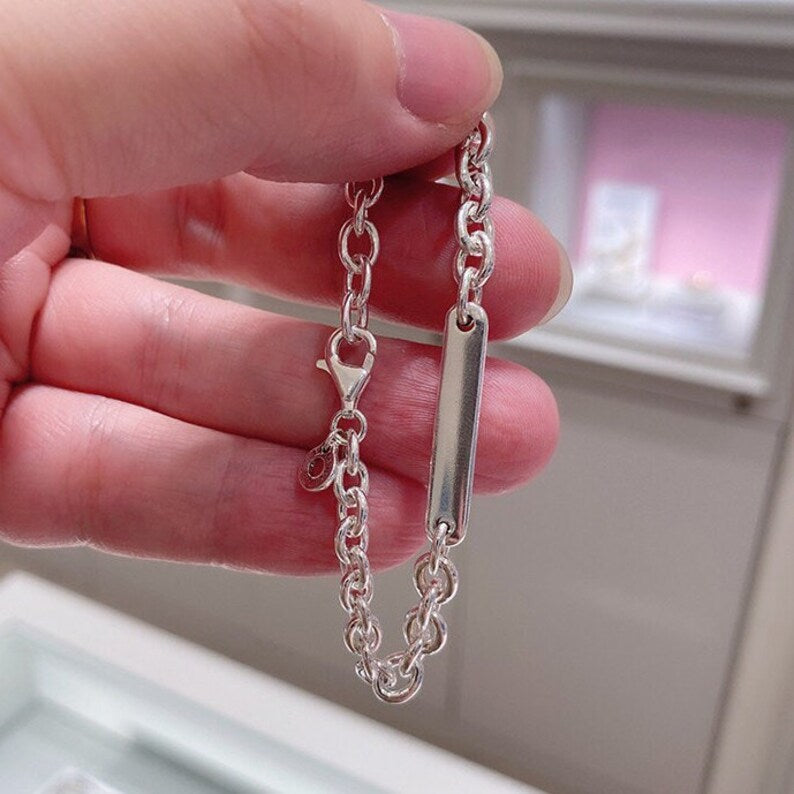 Pulseira de Elos com Barra Gravavel